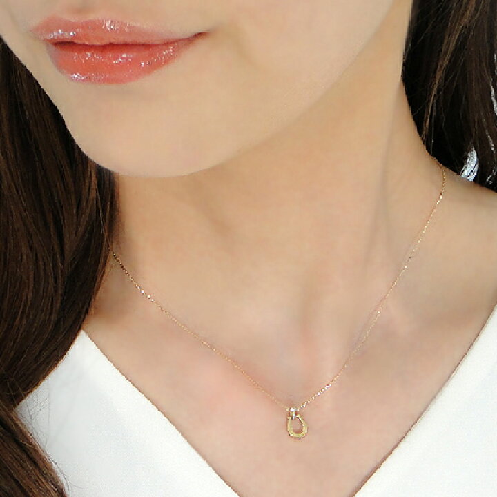 楽天市場】K18YG ダイヤモンド ホースシュー ネックレス18金 18k  