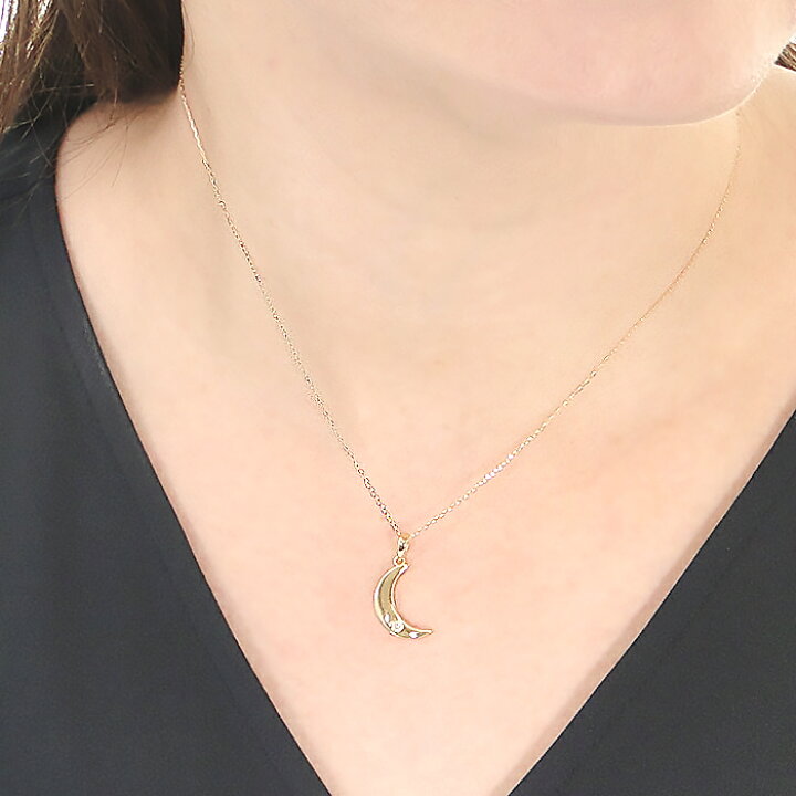 楽天市場】K18YG 三日月モチーフ ダイヤモンド ネックレス【0.05ct】18 