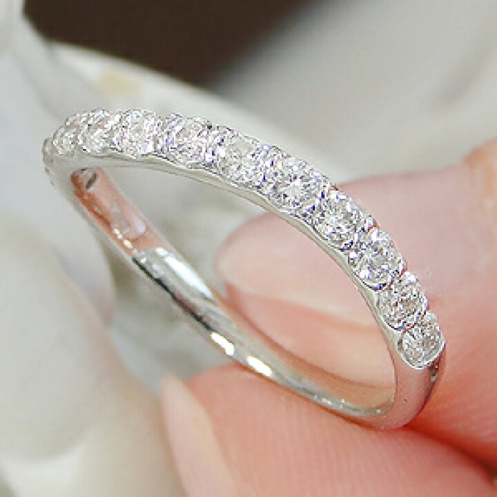 楽天市場】K18WG【0.50ct】ダイヤモンド ウェーブ ハーフ エタニティ 