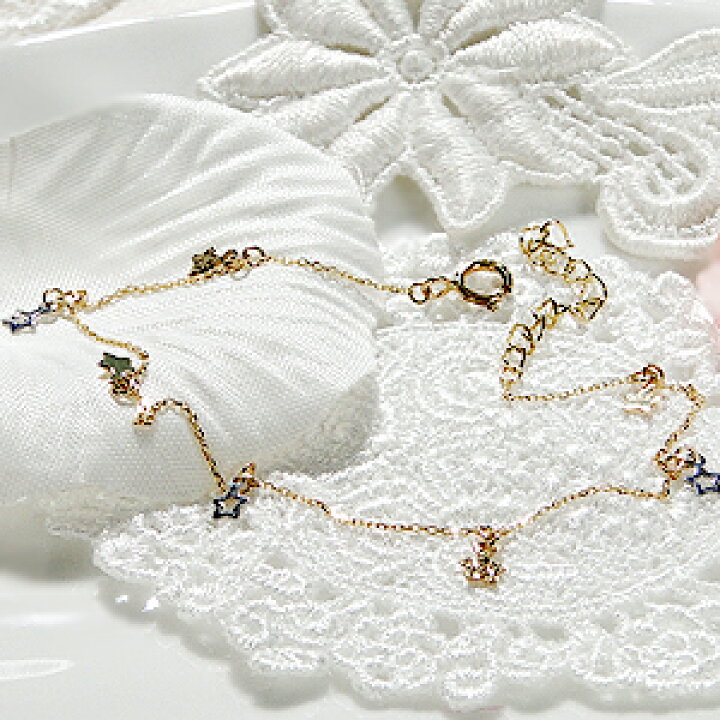 楽天市場】K18YG/WG スターモチーフ ブレスレット可愛い 人気 プチプラ  