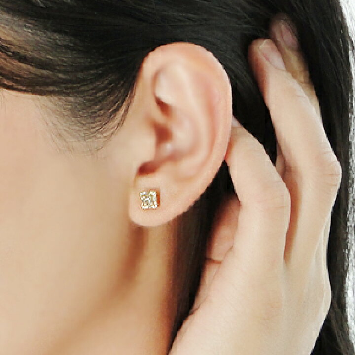 楽天市場】K18YG【0.4ct】バケットカット ダイヤモンド ピアス 