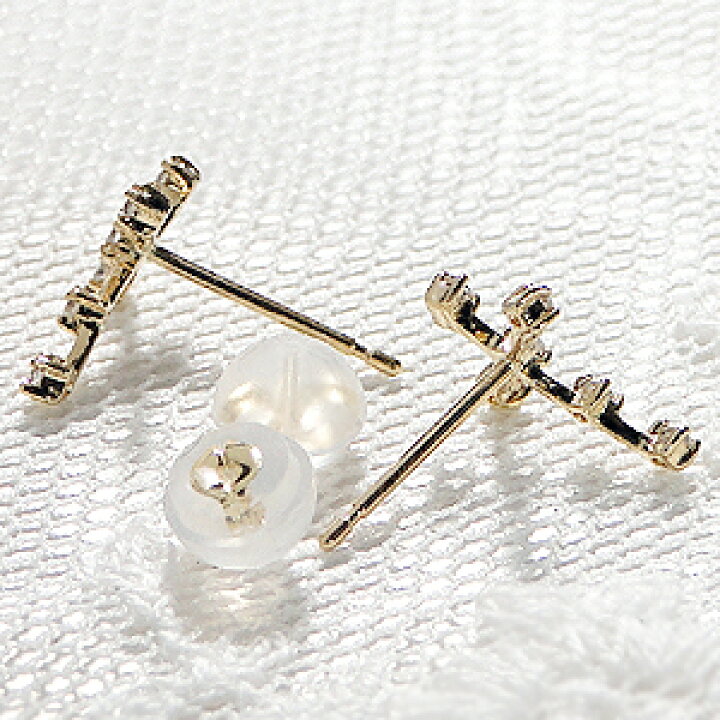 楽天市場】K18YG/WG【0.10ct】クロス ダイヤモンド ピアス18金 k18 