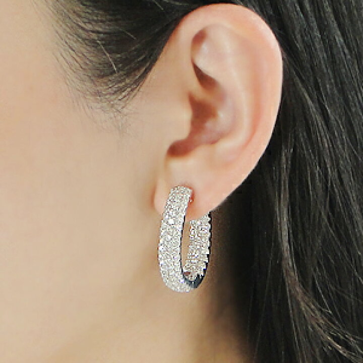 楽天市場】K18WG/YG【5.0ct】ダイヤモンド フープピアス豪華なピアス 