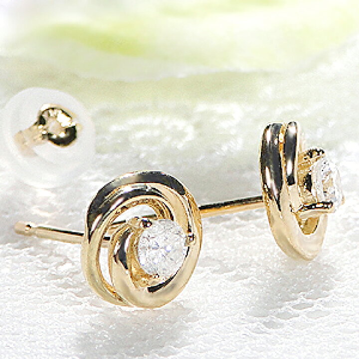 楽天市場】K18WG/YG【0.20ct】ローズモチーフ ダイヤモンド ピアス 