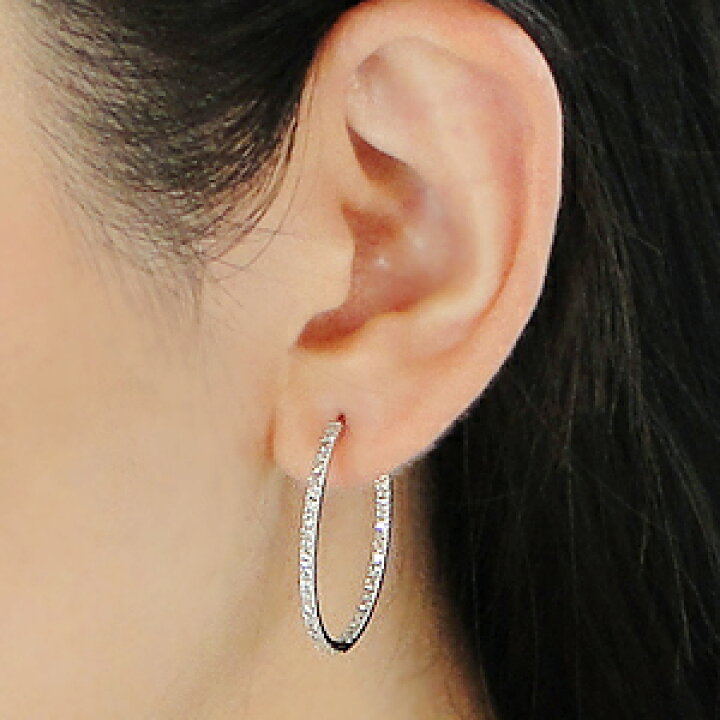 楽天市場】K18WG/YG ダイヤモンド【1.0ct】フープ ピアスダイヤ ピアス 