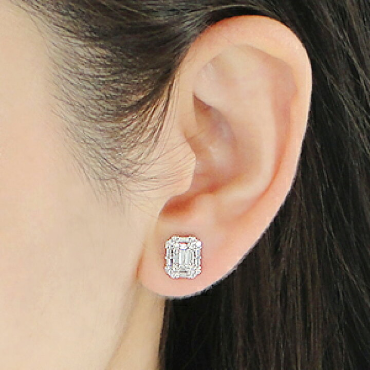 楽天市場】Pt900【0.6ct】バケットカット ダイヤモンド ピアス 