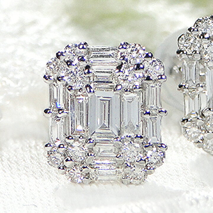 楽天市場】Pt900【0.6ct】バケットカット ダイヤモンド ピアス