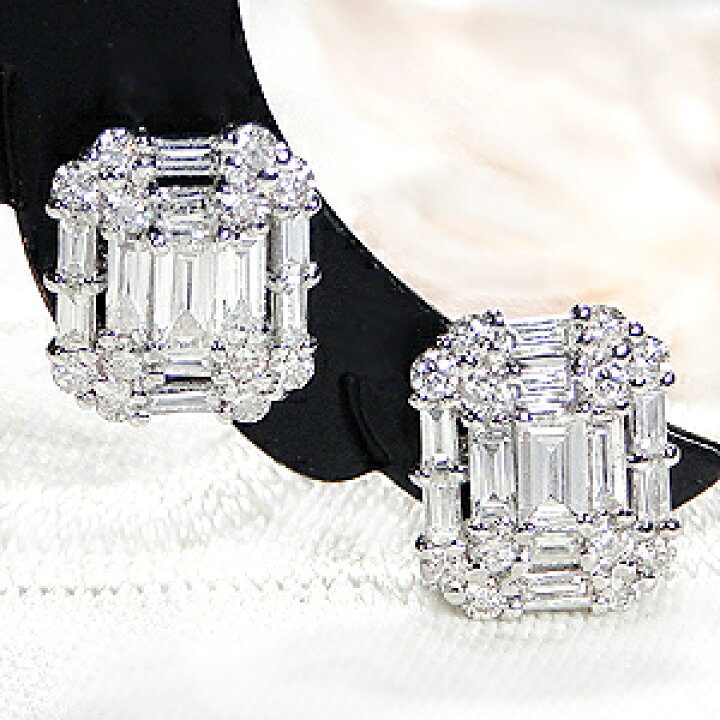 楽天市場】Pt900【0.6ct】バケットカット ダイヤモンド ピアス 