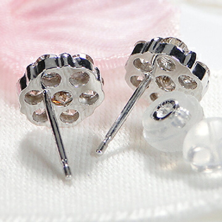 楽天市場】K18YG/WG【1.0ct】フラワーモチーフ ダイヤモンド ピアス 