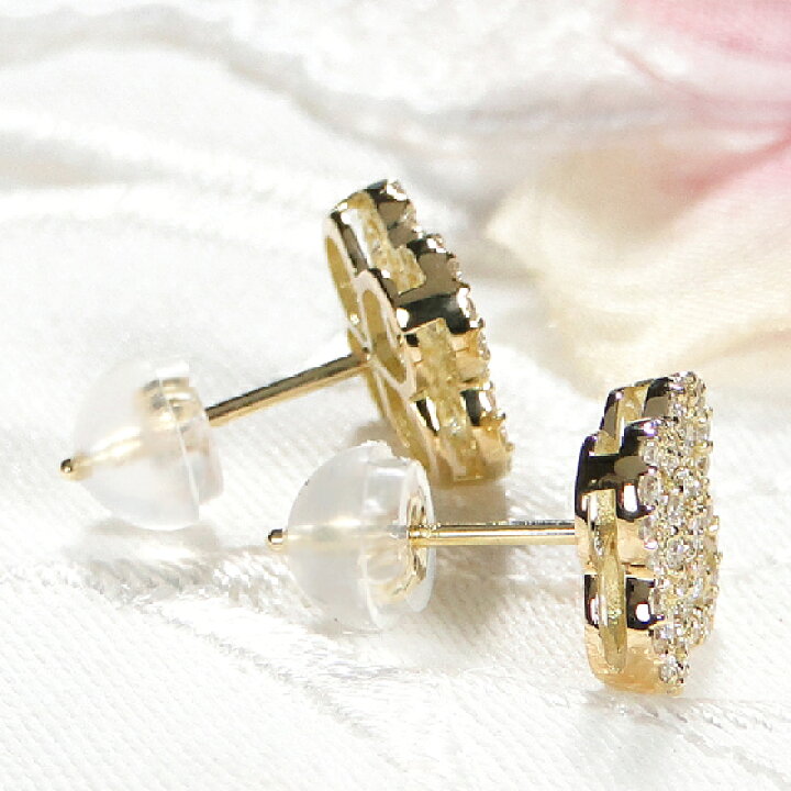 楽天市場】K18YG/WG【0.6ct】フラワーモチーフ ダイヤモンド ピアス  