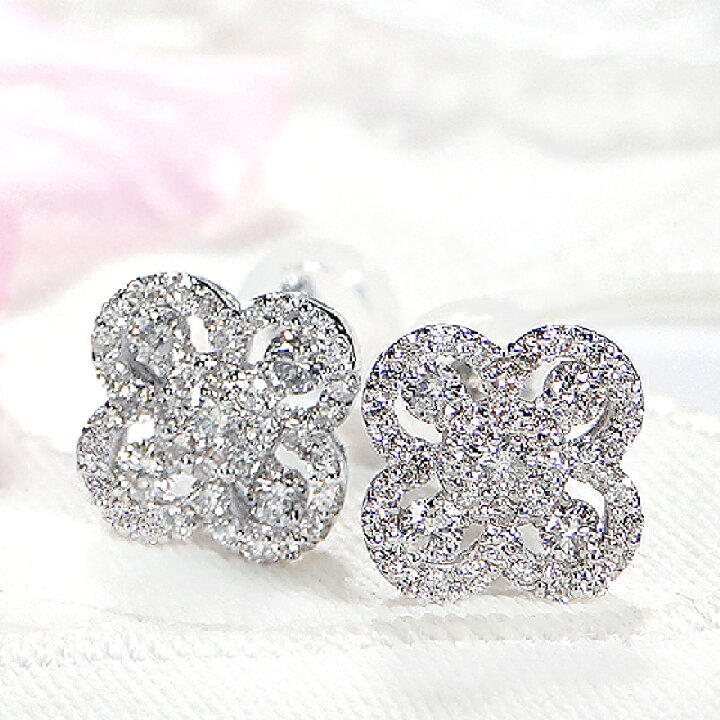 楽天市場】K18YG/WG【0.6ct】フラワーモチーフ ダイヤモンド ピアス 
