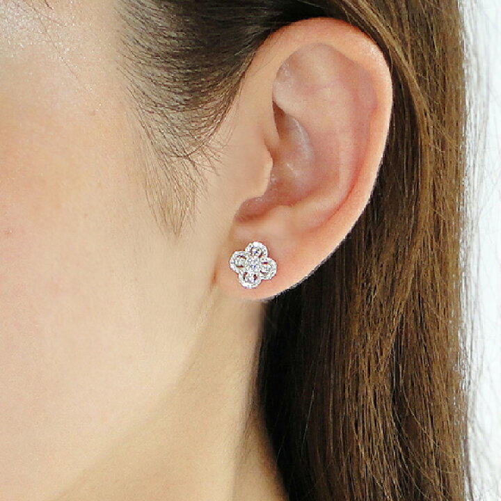 楽天市場】K18YG/WG【0.6ct】フラワーモチーフ ダイヤモンド ピアス 
