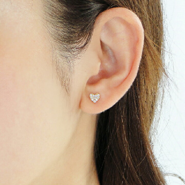スウィート&キュート0.6ct ダイヤモンド K18 yg ハート ピアス 鑑別