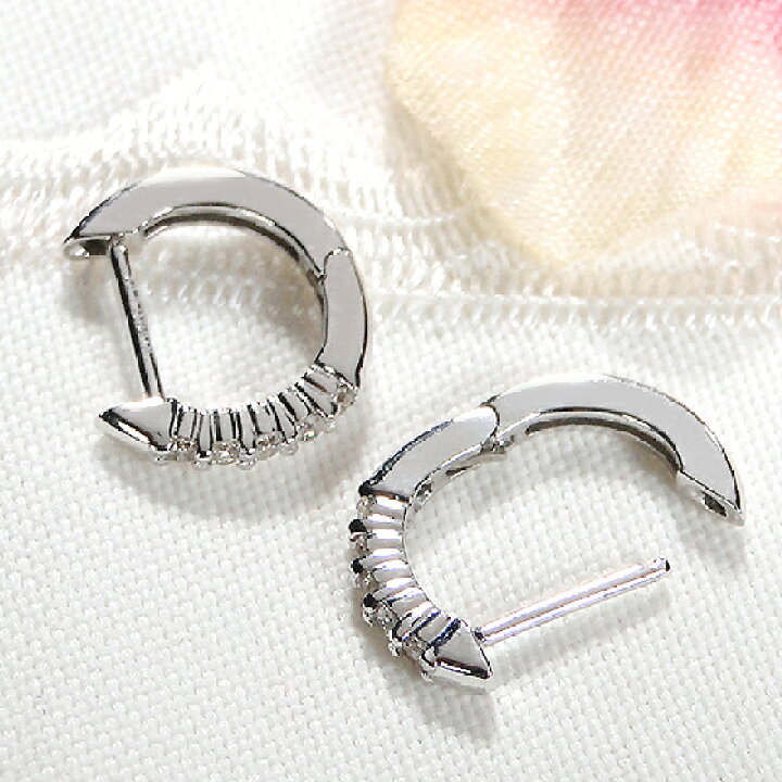 楽天市場】K18WG【0.10ct】ダイヤモンド フープ ピアス18K 18金  