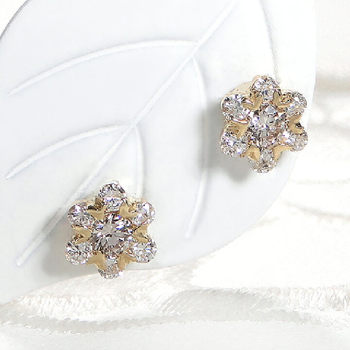 楽天市場】K18YG/WG【0.40ct】フラワーモチーフ ダイヤモンド ピアス 