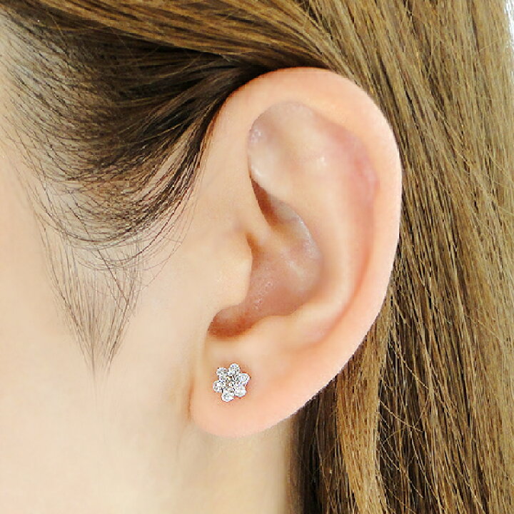 楽天市場】K18YG/WG【0.40ct】フラワーモチーフ ダイヤモンド ピアス  