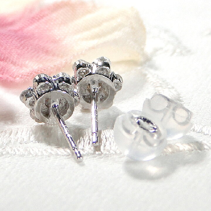 楽天市場】K18YG/WG【0.40ct】フラワーモチーフ ダイヤモンド ピアス  