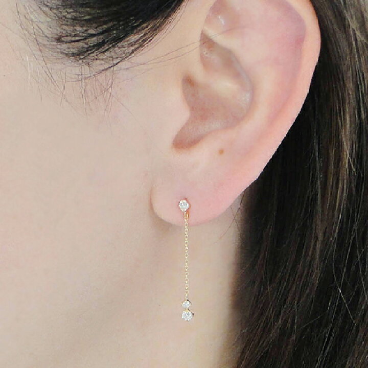 楽天市場】K18WG/YG【0.30ct】ダイヤモンド ロング ピアス18金 18k  