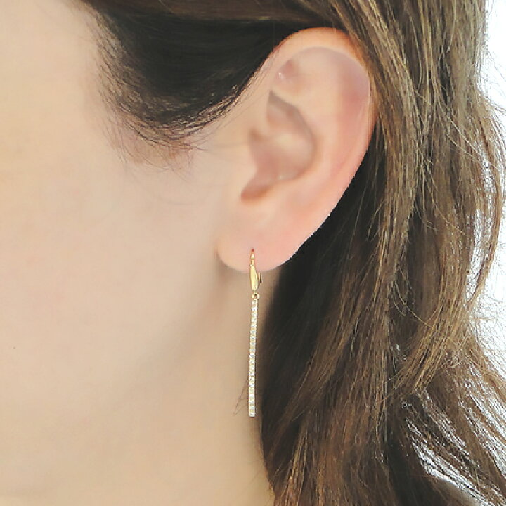 楽天市場】K18YG/WG【0.36ct】ダイヤモンド ロングバー ピアス18金 18k 
