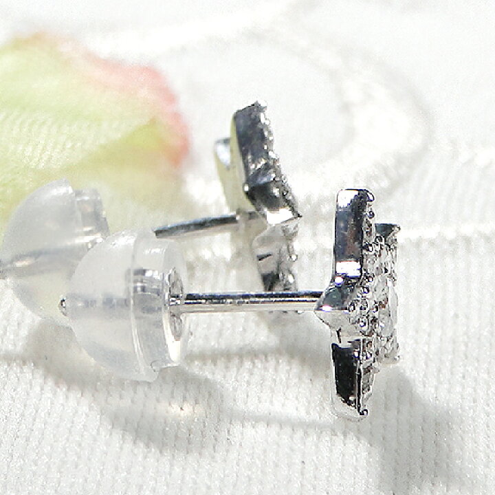 楽天市場】K18WG ダイヤモンド 星 ピアススタッドピアス スター  