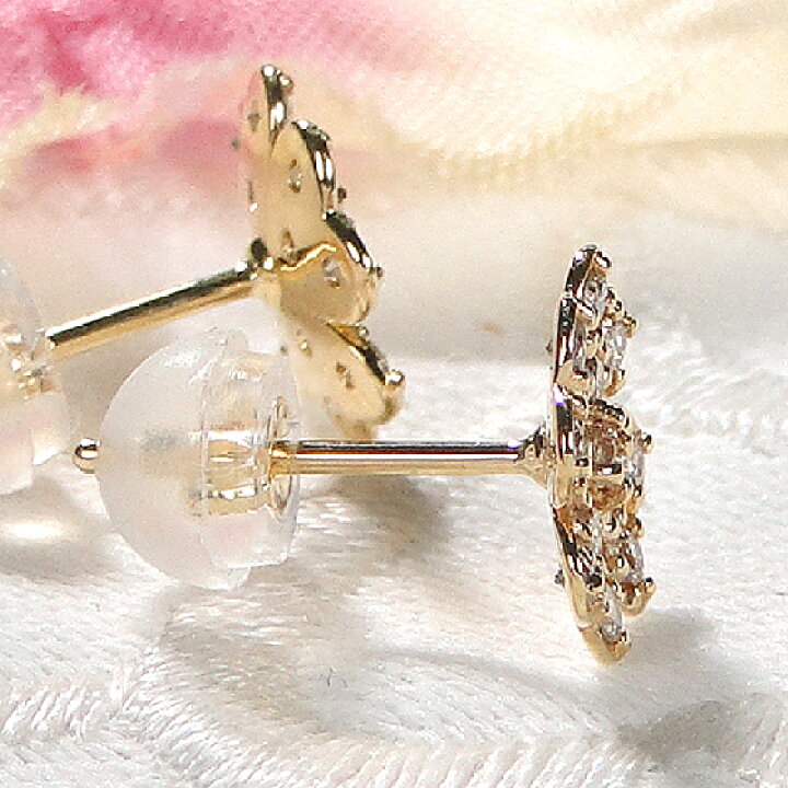 楽天市場】K18YG【0.4ct】フラワーモチーフ ダイヤモンド ピアスダイヤ 