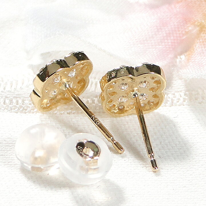 楽天市場】K18YG【0.4ct】フラワーモチーフ ダイヤモンド ピアスダイヤ 