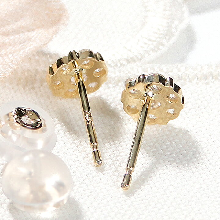 楽天市場】K18YG【0.2ct】フラワー ダイヤモンド ピアス ダイヤピアス 