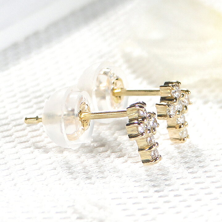楽天市場】K18YG【0.08ct】クロス ダイヤモンド ピアス18金 ダイヤ 