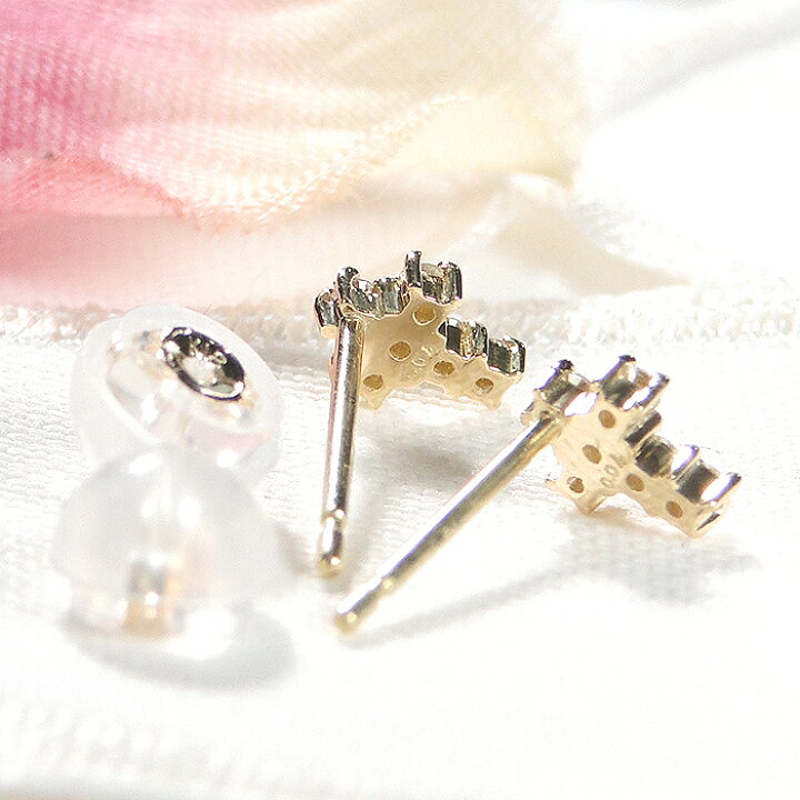 楽天市場】K18YG【0.08ct】クロス ダイヤモンド ピアス18金 ダイヤ  