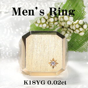 K18YG メンズ ダイヤ 印台 リング【0.02ct】【送料無料】【代引手数料無料】【品質保証書】18金 ゴールド 指輪 メンズリング メンズジュエリー ダイアモンド ダイヤ ダイア 豪華 ギフト 印台リ