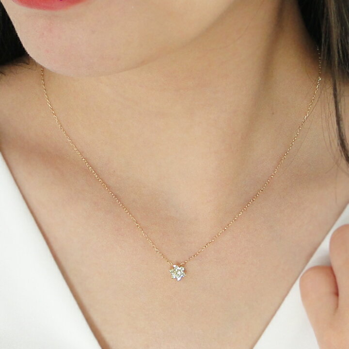楽天市場】K18YG【0.2ct】フラワーモチーフ ダイヤモンド ネックレス 