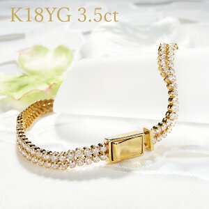 Pt900/K18YG 3.50ct 18cm�_�C�������h �e�j�X�u���X���b�g�_�C���u���X �S�[���h�u���X���b�g K18�S�[���h 18�� ���f�B�[�X �v���`�i ���� �S�[�W���X 3�J���b�g�ȏ� 3.5ct ����萔������ �������� 