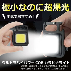 【楽天スーパーSALE　期間限定50％OFF】ウルトラハイパワー LEDライト COB 懐中電灯 カラビナ 多機能 ライト USB充電式 ハンディライト 小型 超高輝度 登山 夜釣り アウトドア 大雨 地震 防災 防犯