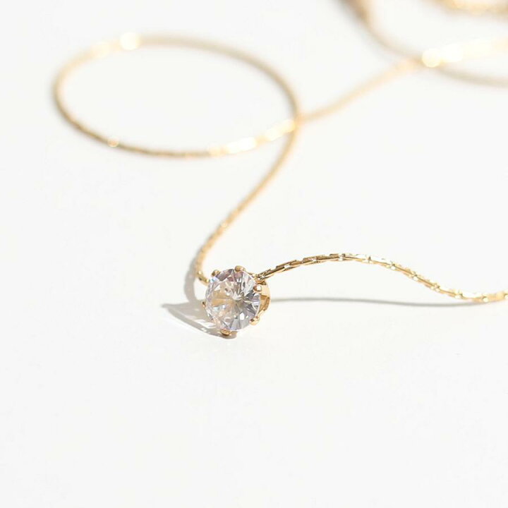 楽天市場】ネックレス上品な輝き 一粒 Czダイヤモンド 18金ゴールド  