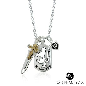 ウルフマン ミレニアム チャーム ドッグタグ ペンダント ゴールドカラー ネックレス チェーン付き オオカミ ウルフマンbrs シルバーアクセ シルバーアクセサリー シルバーネックレス スターリングシルバー メンズネックレス アクセサリー ハード 生き物 動物 アニマル 武器