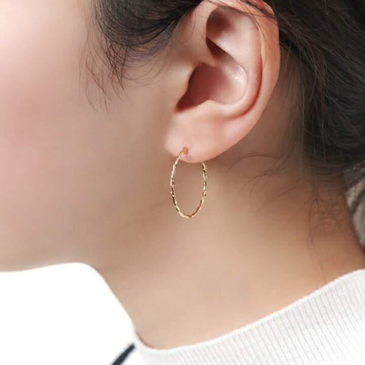 楽天市場】K18 ゴールド ツイスト フープピアス 2P 両耳用 18金 18k 金  