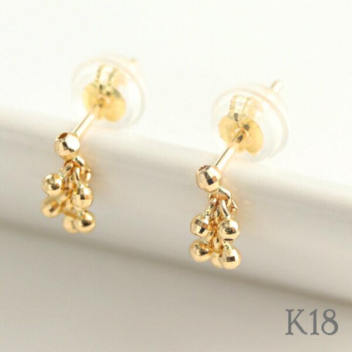 楽天市場】K18 ゴールド 木の実 ピアス 2P 両耳用 18金 18k 金 