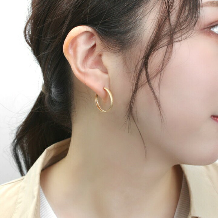K18 】ゆらゆらループ ゴールド ピアス 0.6g 18金 