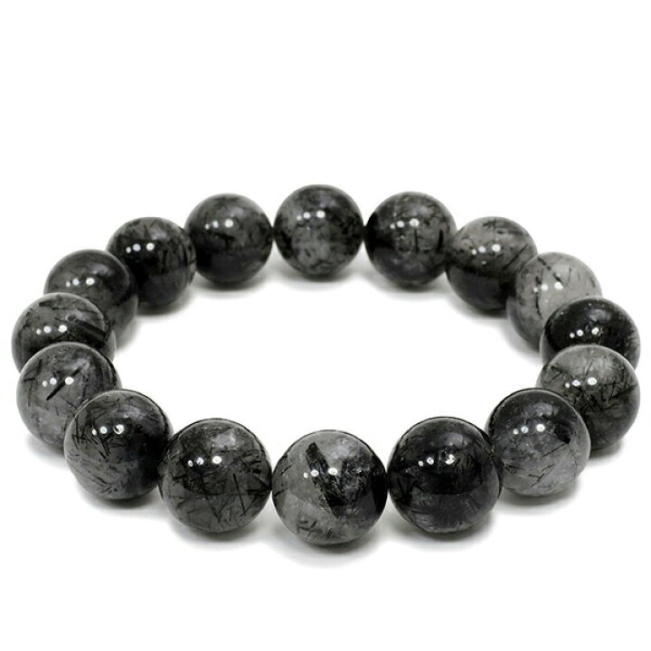 楽天市場】13mm～14mm 19cm ブラックルチルクォーツ ブレスレット 