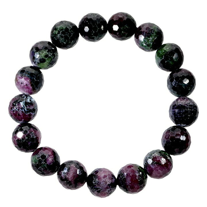 楽天市場】ルビーインゾイサイト カット ブレスレット 10.8mm 18cm  
