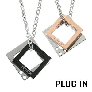 PLUG IN �I�ׂ�2�J���[ �c�[�g���J���[ �_�u�� �X�N�G�A �t���[�� �l�b�N���X �u���b�N �s���N �T�[�W�J���X�e�����X PLUG �V���v�� ���@�� �X�e�����X�l�b�N���X �ޏ� �X�^�C���b�V�� ��������