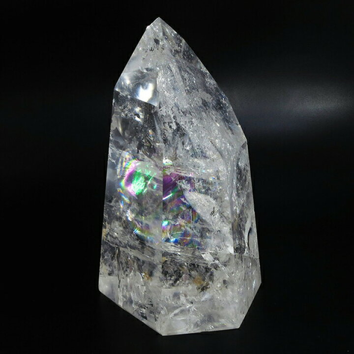 楽天市場】虹入り水晶 天然 レインボークォーツ ポイント 原石 約310g 