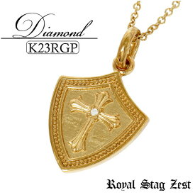 K23 ロイヤルゴールドプレーティング ダイヤモンド シールド シルバーネックレス(チェーン付) Royal Stag シルバーアクセサリー シルバーアクセ ネックレス メンズアクセ シルバー925 メンズネックレス K23 ダイヤモンド