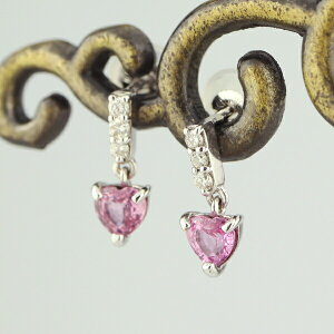 ハート ピンクサファイア ダイヤモンド ピアス 2P 両耳用 K10 ホワイトゴールド 天然 ダイヤ レディース さりげない 記念日 スタッド サファイヤ 上品 上品 サファイア 大人かわいい 10k 普段使