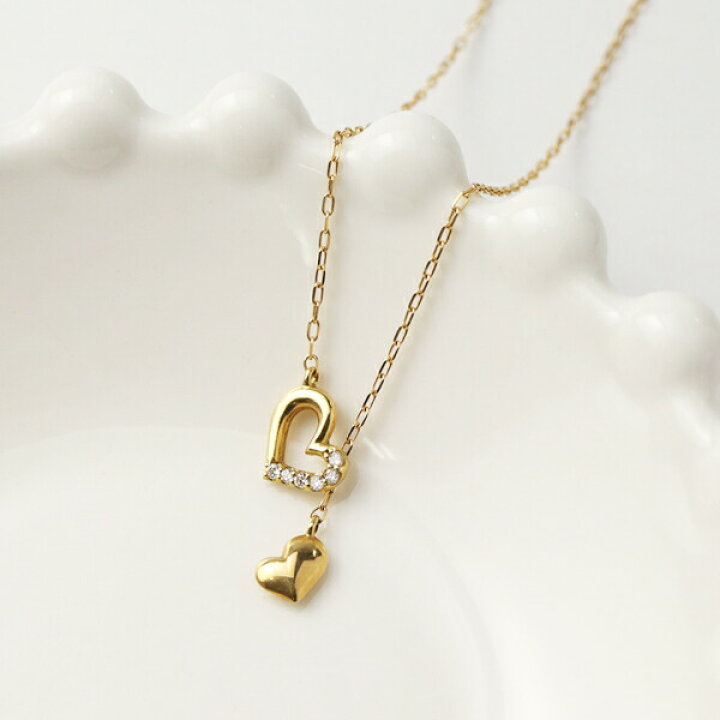 楽天市場】K18 ダイヤモンド ハート Y字 ネックレス ゴールド 18金 18k 
