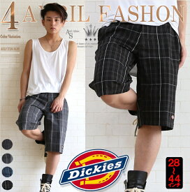 Dickies ディッキーズ メンズ チェック ハーフパンツ　ショートパンツ 4カラー アメカジ 大きいサイズ ブラック 黒 グレー ブルー チャコール スポーツ おしゃれ 2024