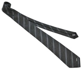 シャネル AA6908 ネクタイ メンズ ジャガード デザイン ストライプ ロゴ グレー/ブラック CHANEL