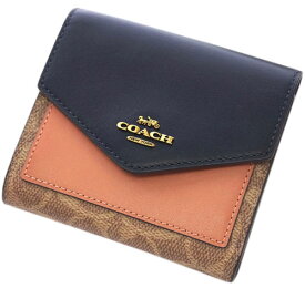 COACH コーチ 財布 トリフォールド スモール ウォレット カラーブロック シグネチャー キャンバス 69829-B4OQ わけありセール 新品