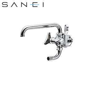 SANEI 厨房用二口横形自在水栓[共用形] E2310-13 (水栓金具) 価格比較