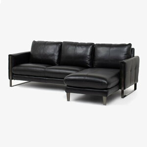 大塚家具 カウチソファ 向かって右カウチ「L/S FIT-58N エルエスフィット」 革#J-023C ブラック色